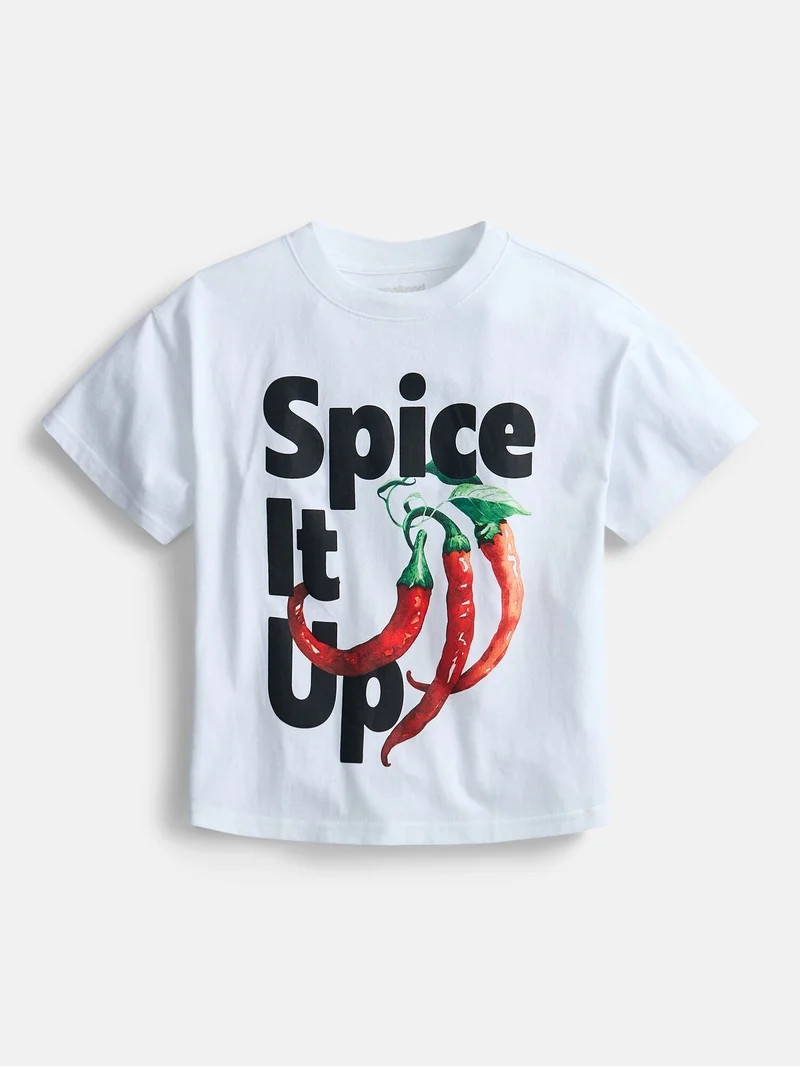 Weekend Academy Girls Oversized Graphic Tee with Short Sleeves, Sizes 4-18 - Walmart.com | Walmart (US)