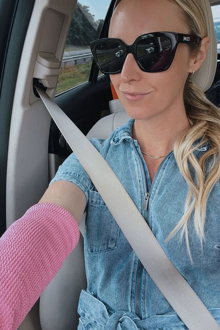 UV fingerless driving gloves 
Super comfortable and great for driving or just being outside over the summer 

I’m also wearing size small in the jumpsuit 



#LTKTravel #LTKActive #LTKFindsUnder50
