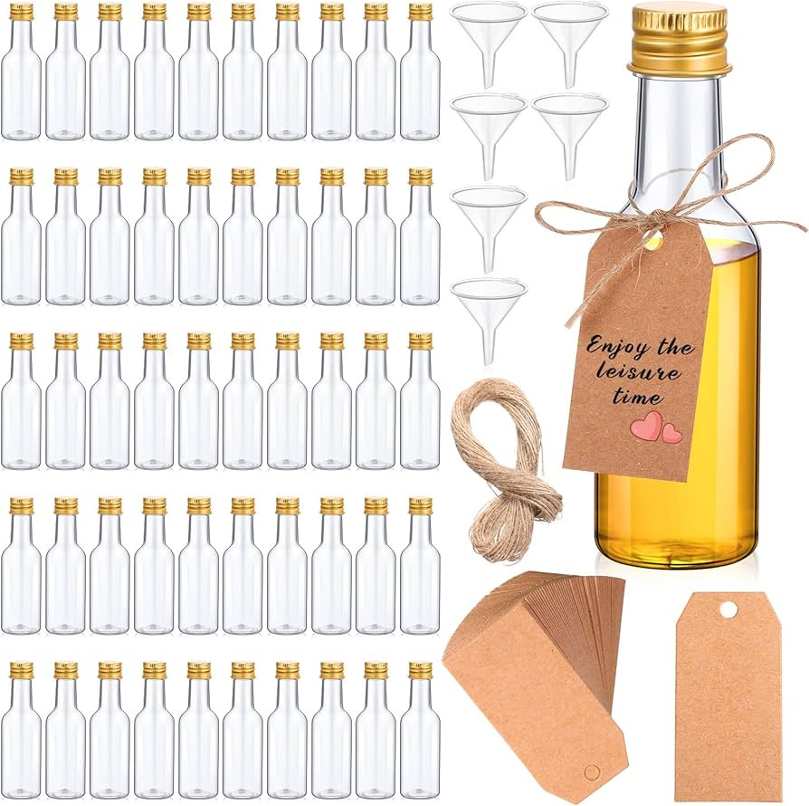 100 Pcs Mini Liquor Bottles Set, 1.7oz Plastic Spirit Bottles Mini Plastic Alcohol Shot Bottles w... | Amazon (US)