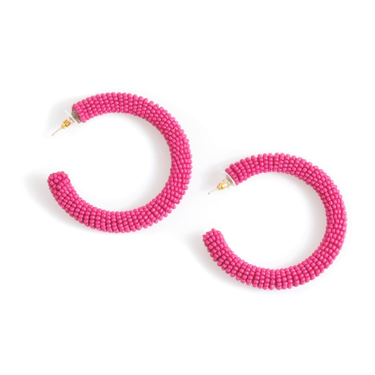 Hot Pink Seed Bead Hoop Earrings | Furniture | Annie Selke