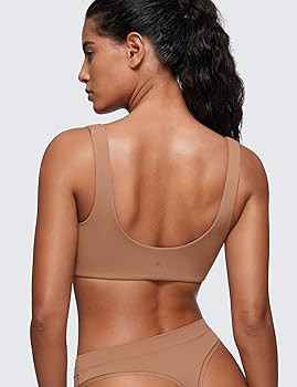 CRZ YOGA Softhold Women's Double Lined U Back Bralettes - Scoop Neck Unlined T-Shirt Everyday Bra... | Amazon (US)