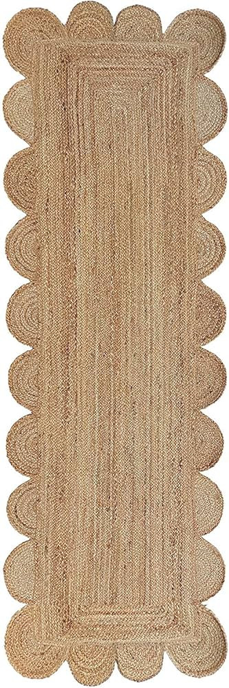 Scalloped Multi Border Decor Braided Jute Collection Classic Quality Made Natural Hand Woven Area... | Amazon (US)