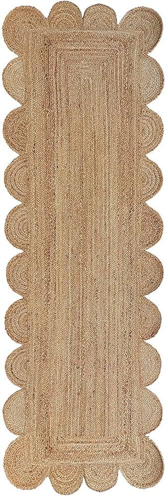 Scalloped Multi Border Decor Braided Jute Collection Classic Quality Made Natural Hand Woven Area... | Amazon (US)