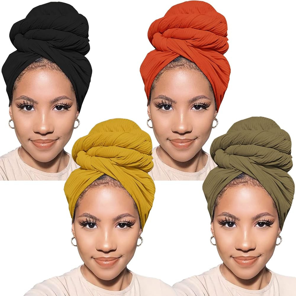 PWEOUKE Head Wraps for Black Women African Head Wrap Lightweight for Women Long Plain Turban Hair... | Amazon (US)