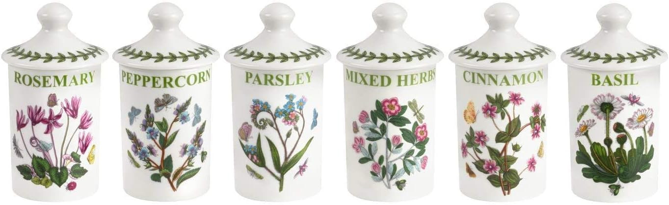 Portmeirion Botanic Garden 4.5" Spice Jars - Set of 6 | Assorted Floral Motifs | Airtight Contain... | Amazon (US)