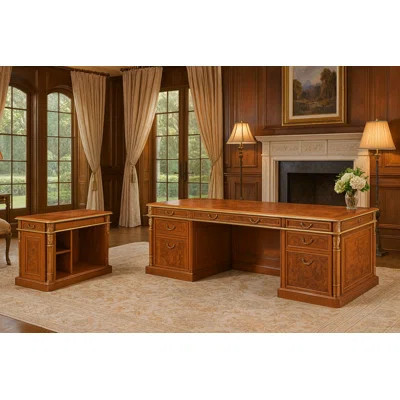 Infinity 82.7" Solid Wood Desk Set | Wayfair North America