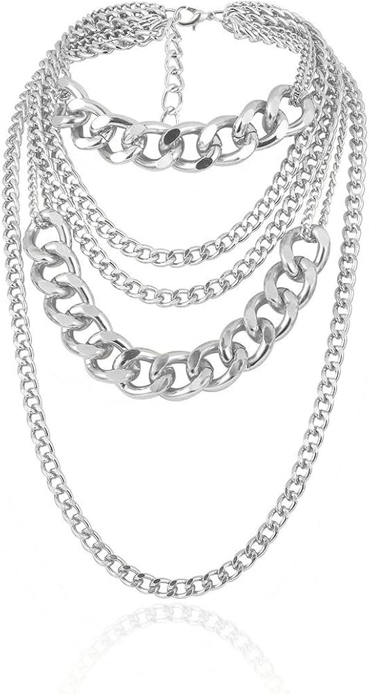 CSIYANJRY99 Chunky Gold Necklaces for Women,Multilayer Punk 80s Hip Hop Necklace,Layered Cuban Li... | Amazon (US)