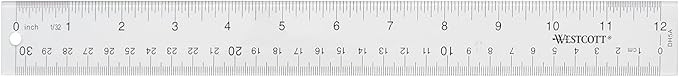 Westcott Acrylic Clear Ruler, Easy-to-Read Markings, Scratch-Resistant Design, Raised Beveled Edg... | Amazon (US)
