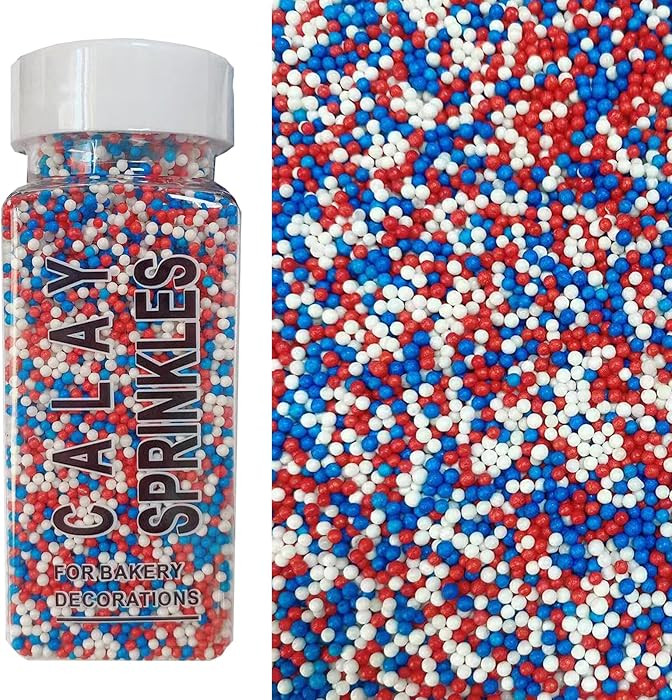 PhilaeEC Patriotic Nonpareils Sprinkle Red White and Blue Peals Sprinkle Edible for Cake Decorati... | Amazon (US)