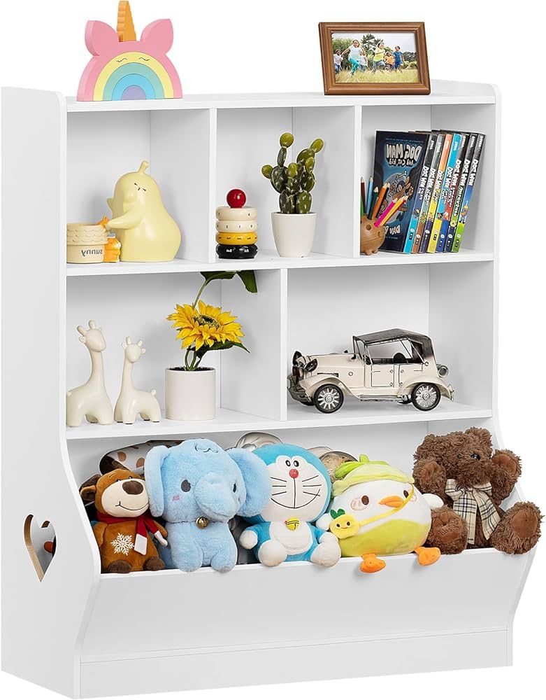 Lerliuo Kids Toy Storage Organizer, 3 Tier Children Bookcase and Bookshelf, Toddler 6 Cubby Toy Storage Cabinet, Toy Shelf for Playroom, Bedroom, Living Room, Nursery, School 39.37'' H (White) | Amazon (US)