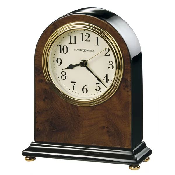 Bedford Walnut Piano/Polished Brass Quartz Analog Tabletop Clock | Wayfair North America