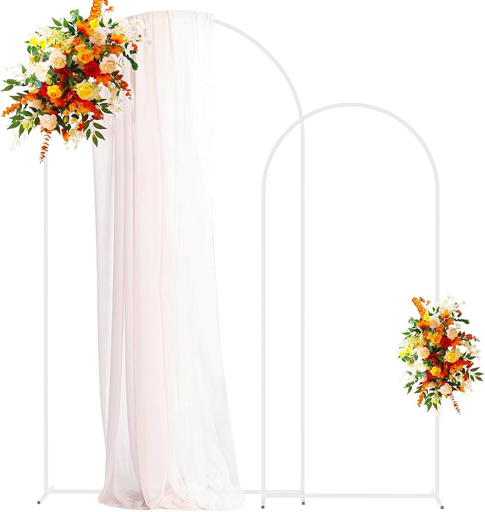 Putros Metal Arch Backdrop Stand White Wedding Backdrop Stand Set of 2 (7.2FT,6FT) Square Arch Fr... | Amazon (US)