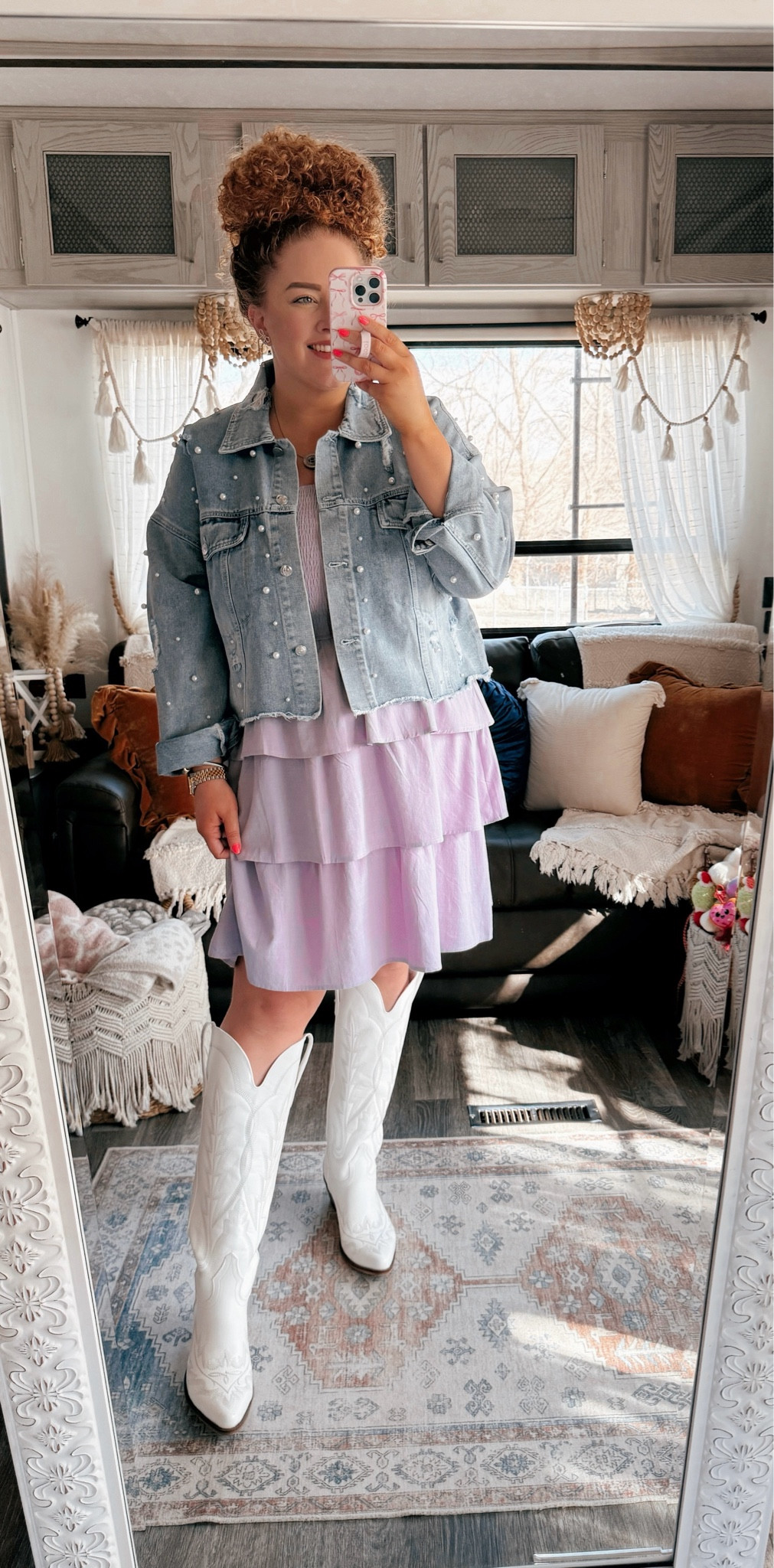 Concert outfit 💜purple dress | amazon purple dress | ruffle dress | amazon dress | pearl denim jacket | denim jacket | amazon denim jacket | boots | cowgirl boots | white boots | white cowgirl boots | concert look | concert outfit | concert finds | concert outfit inspo | spring concert outfit | spring | spring finds | spring fashion finds | amazon spring finds | amazon spring fashion | spring outfit inspo | spring transition look | spring transition outfit | spring concert | spring concert outfit | country concert outfit 

#LTKStyleTip #LTKMidsize #LTKSeasonal
