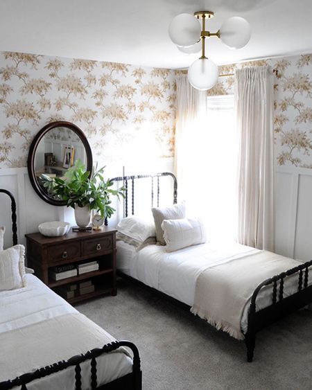 Vintage style guest bedroom…#vintage #vintagewallpaper #guestroom #guestbedroom #twinbeds #peelandstick 

#LTKSeasonal #LTKhome