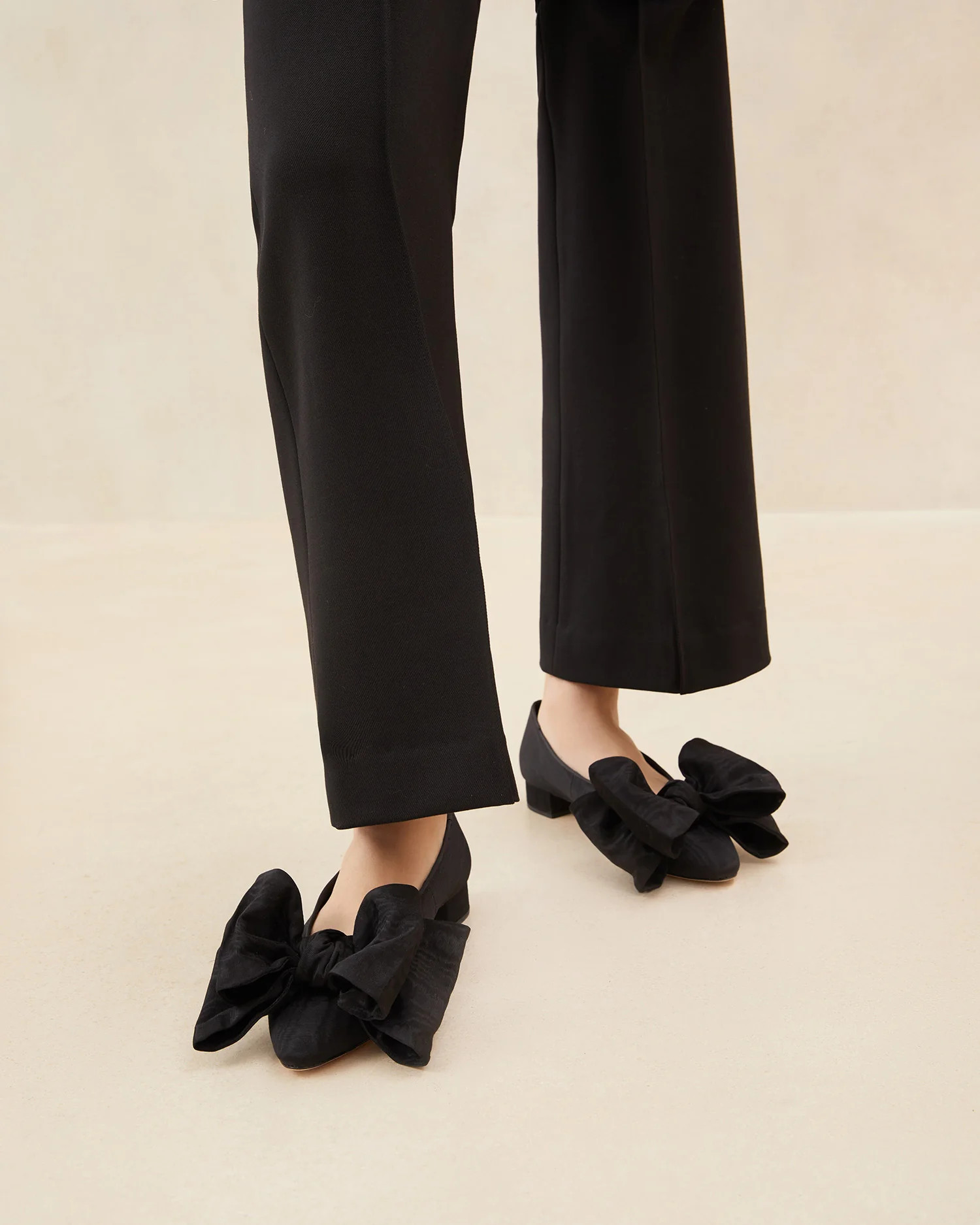 Noa Black Moiré Bow Flat | Loeffler Randall