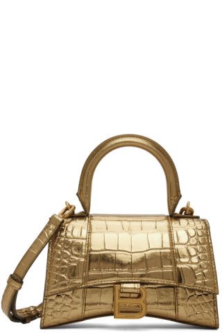 Gold Croc XS Hourglass Bag | SSENSE