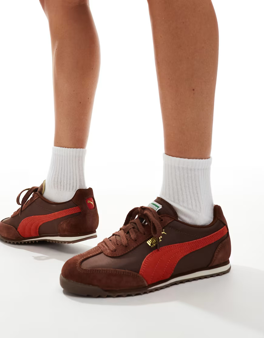 PUMA Arizona Nylon sneakers in brown and red | ASOS (Global)