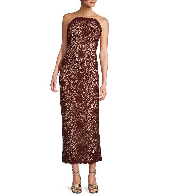 Antonio Melani Nancy Schiffli Lace Sqaure Neck Sleeveless Sheath Midi Dress | Dillard's | Dillard's