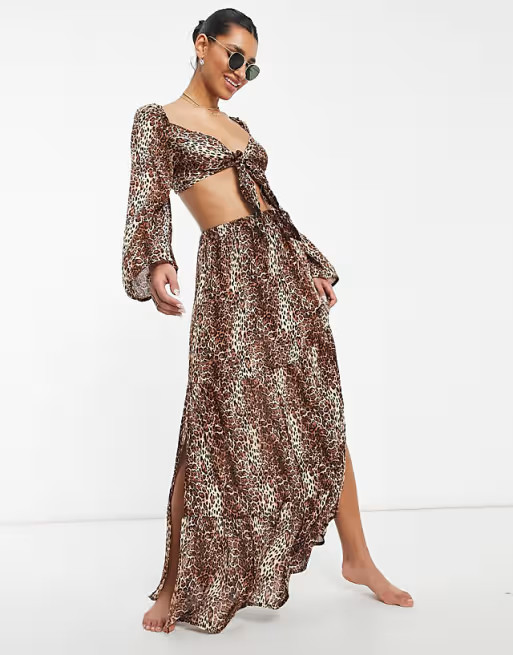 ASOS DESIGN beach set in natural leopard print | ASOS | ASOS (Global)