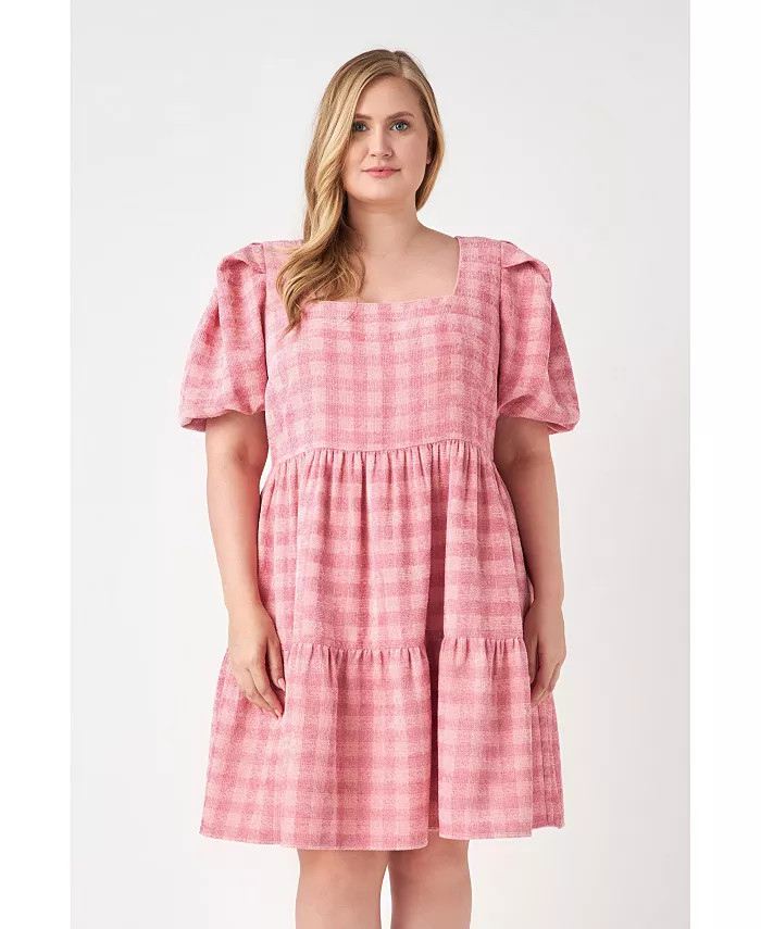 English Factory Women's Plus size Tweed Babydoll Dress - Macy's | Macys (US)
