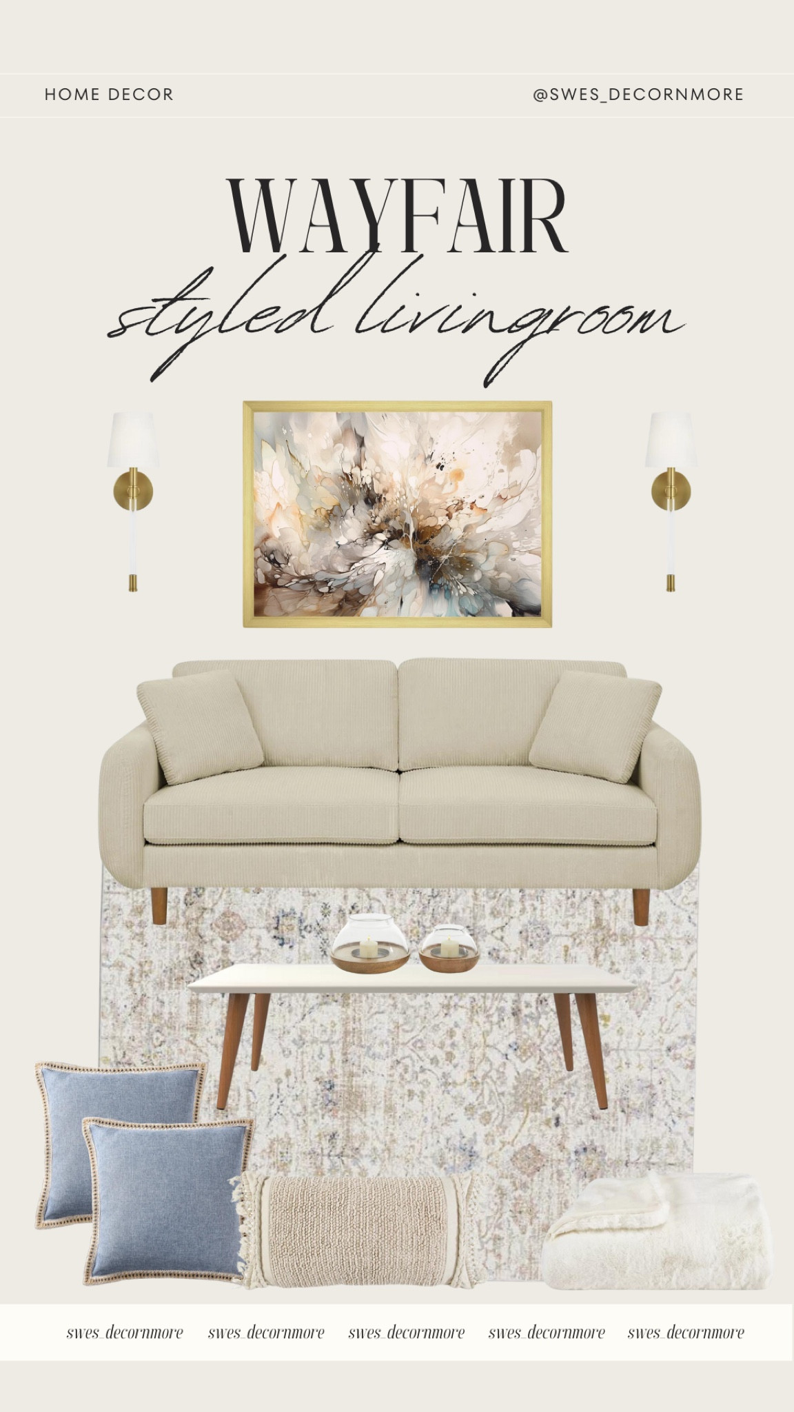 Love the small pops of color in this styled living room from Wayfair! Great for someone who wants just a little color and not brights or bolds! Would be perfect for a summer refresh of your space. 

#LTKHome #LTKStyleTip #LTKSeasonal