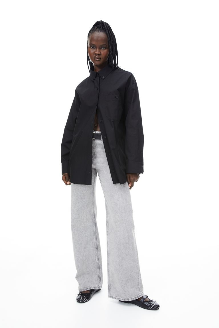 Oversized Poplin Shirt - White - Ladies | H&M US | H&M (US + CA)