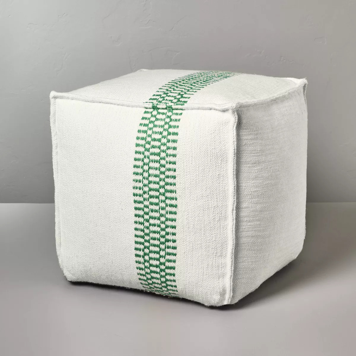 Checkered Stripe Indoor/Outdoor Ottoman Pouf - Hearth & Hand™ with Magnolia | Target
