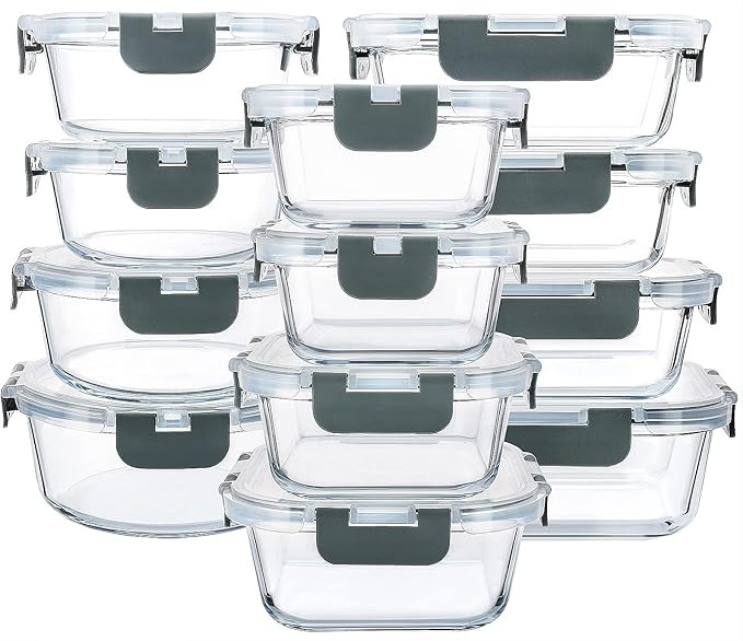 24-Piece Glass Food Storage Containers with Upgraded Snap Locking Lids,Glass Meal Prep Containers... | Amazon (US)