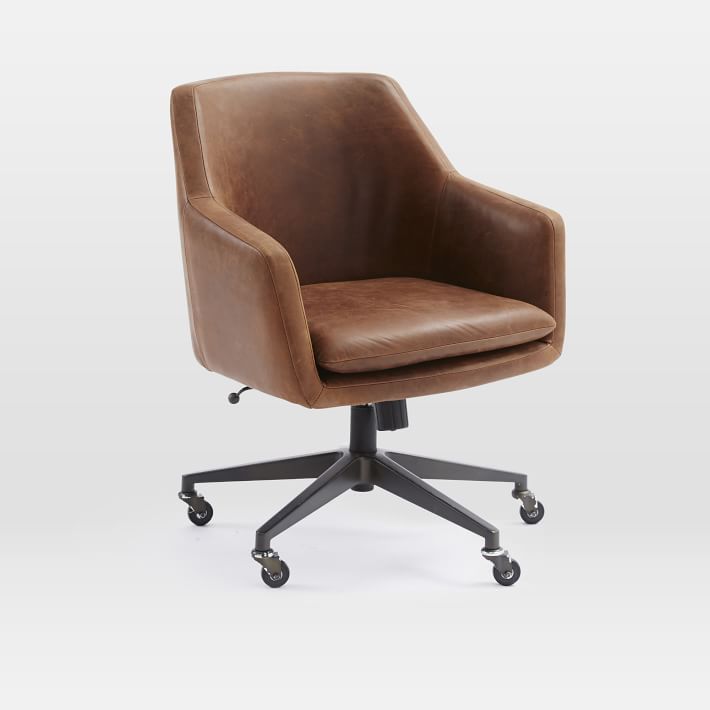 Helvetica Leather Office Chair | West Elm (US)