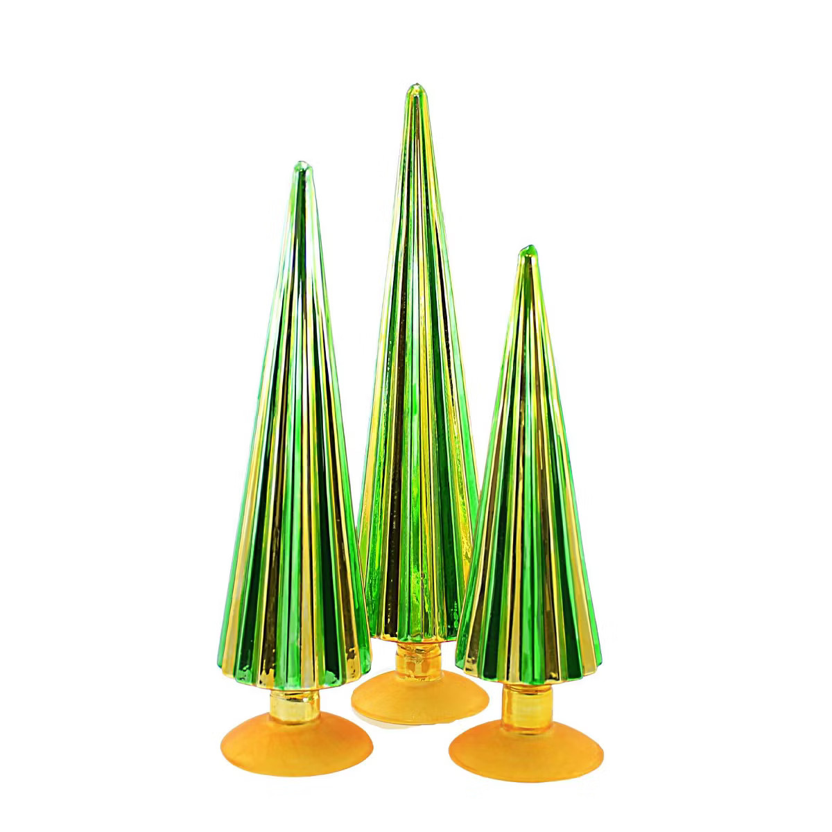 Christmas 14.5" Green/Gold Pleated Trees St/3 Home Decoration Cody Foster  -  Decorative Sculptur... | Target