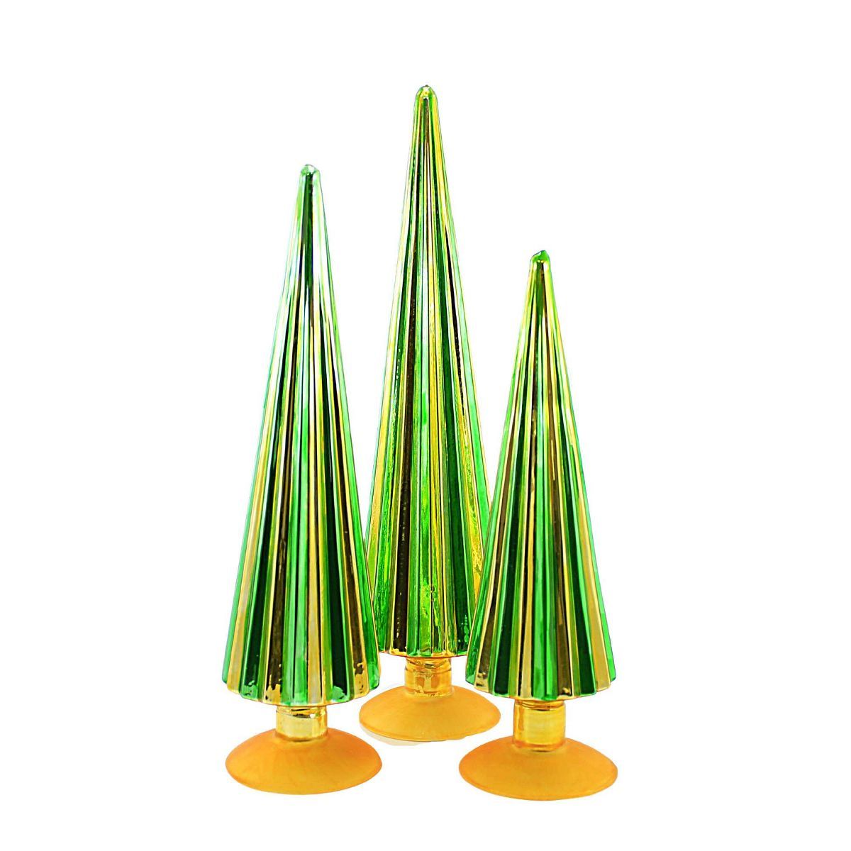 Christmas 14.5" Green/Gold Pleated Trees St/3 Home Decoration Cody Foster  -  Decorative Sculptur... | Target