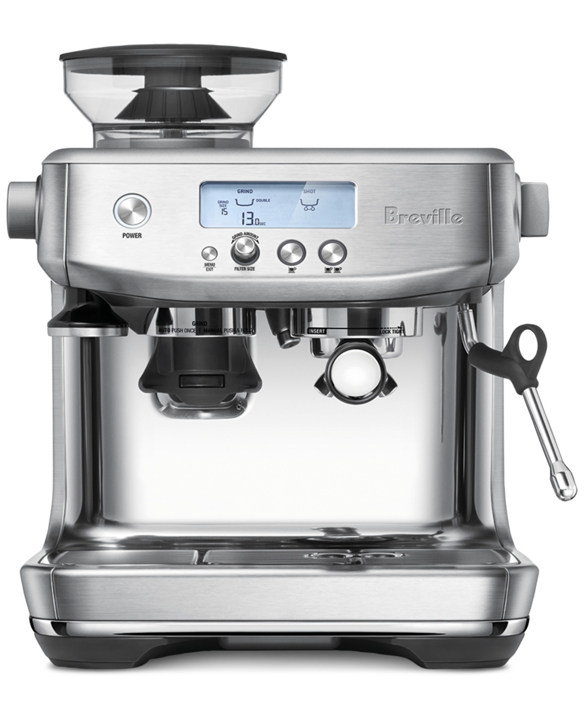 Breville The Barista Pro Espresso Machine Bean Hopper 1/2 lb, Water Tank 67 oz - Brushed Stainless Steel | Macy's