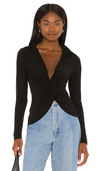 Deja Twist Front Top in Black | Revolve Clothing (Global)