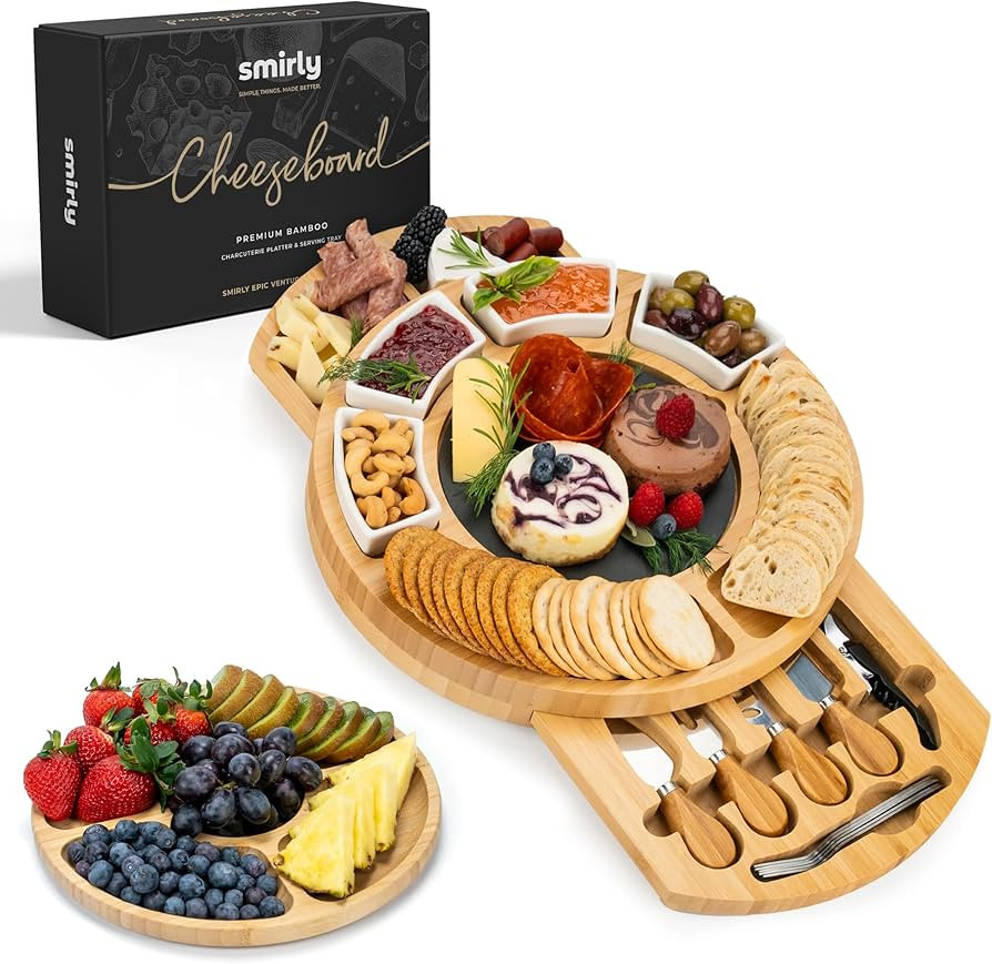 SMIRLY Charcuterie Boards Gift Set: Charcuterie Board Set, Bamboo Cheese Board Set - House Warmin... | Amazon (US)