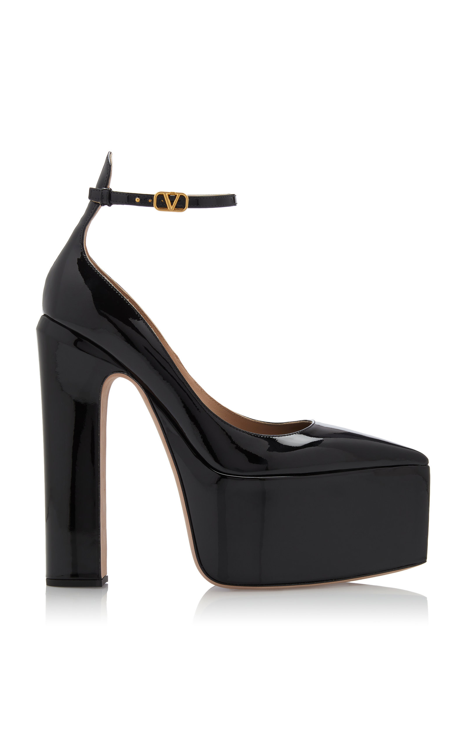 Valentino - Women's Valentino Garavani Tan-Go Patent-Leather Platform Pumps - Black - IT 37 - Moda O | Moda Operandi (Global)