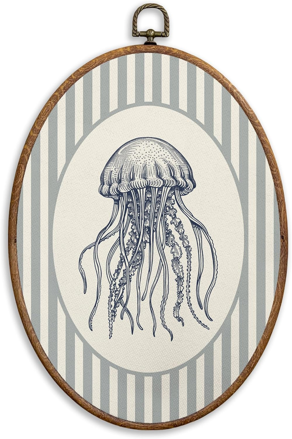 SONMYSULIL Coastal Beach Jellyfish Wall Art Decor, Ocean Beach Nursery Oval Wall Hanging Decor, B... | Amazon (US)