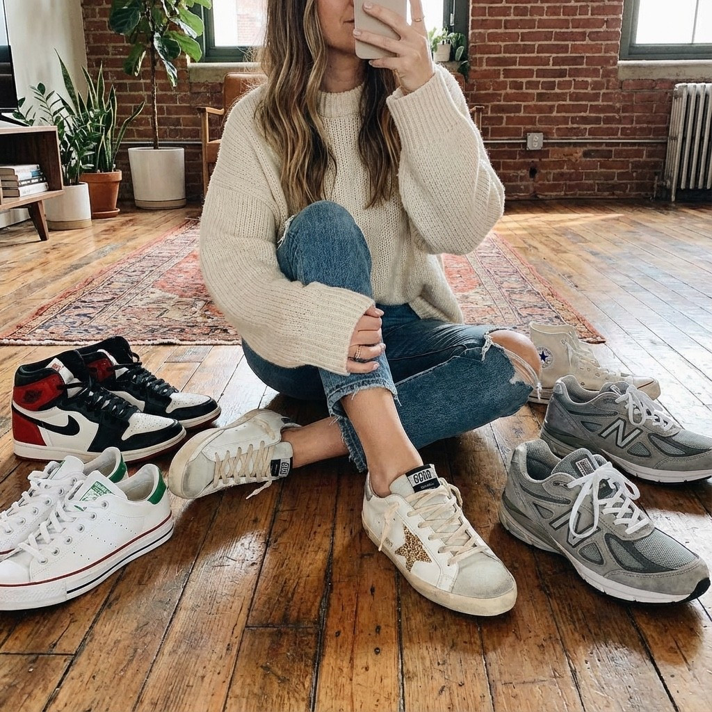 Trying on all the classics today 👟✨ Cozy sweater, denim, and the sneakers I reach for the most — from Golden Goose to Jordans, New Balance, Adidas and Converse.
If you’re building a timeless rotation, these pairs are the ones that never fail.
Linking each style for you below so you can shop your favorites 🤍👇
#LTKStyle #LTKSneakers #OOTD #CasualOutfits #SneakerCollection #EverydayStyle #LTKFinds

#LTKHoliday #LTKGiftGuide