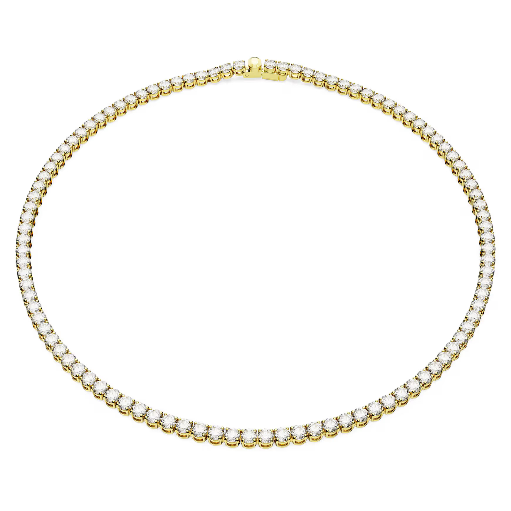 Matrix Tennis necklace, Round cut, White, Gold-tone plated by SWAROVSKI | SWAROVSKI