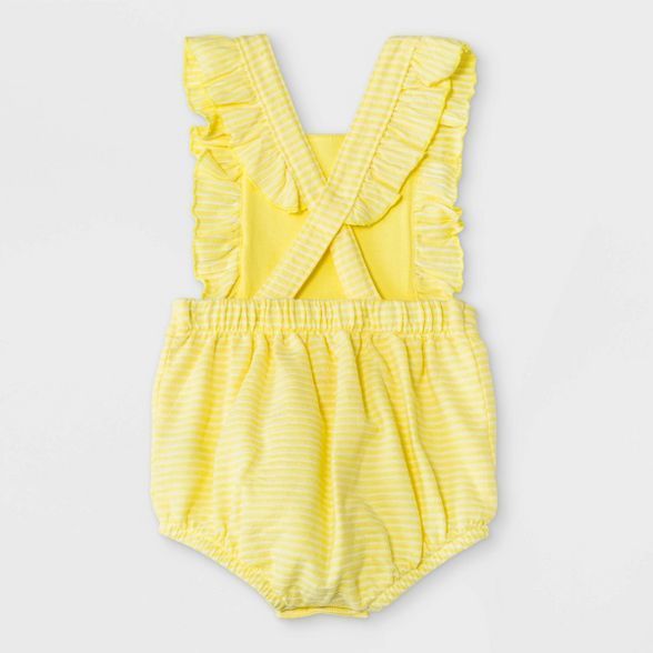 Baby Girls' Texture Knit Ruffle Romper - Cat & Jack™ Yellow | Target