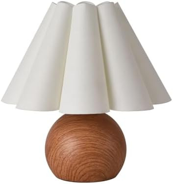 KUNJOULAM Cute Small Table Lamp, Modern Bedside Nightstand Lamp with Beige Lampshade, Metal Base ... | Amazon (US)