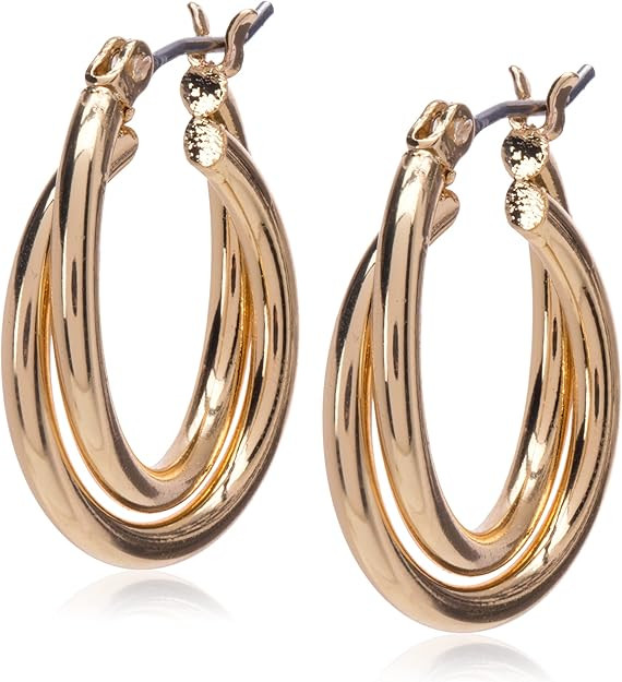 Nine West Infinite Shine Twisted Clicktop Hoop Earrings | Amazon (US)