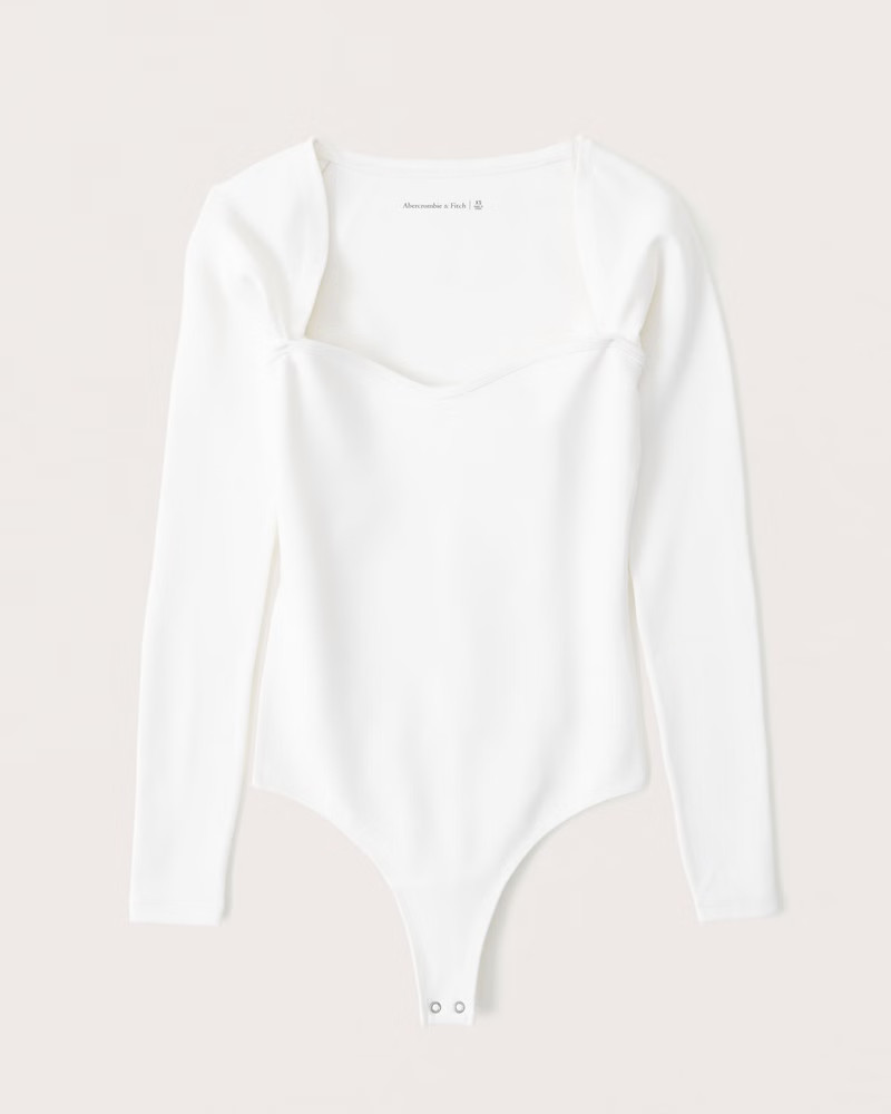 Long-Sleeve Ponte Sweetheart Bodysuit | Abercrombie & Fitch (US)