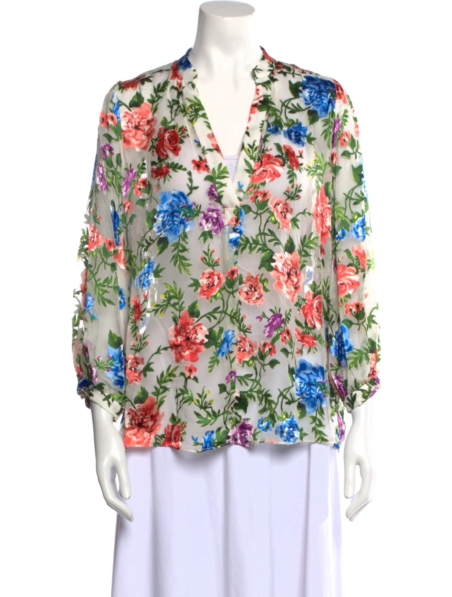Floral Print V-Neck Blouse w/ Tags | The RealReal