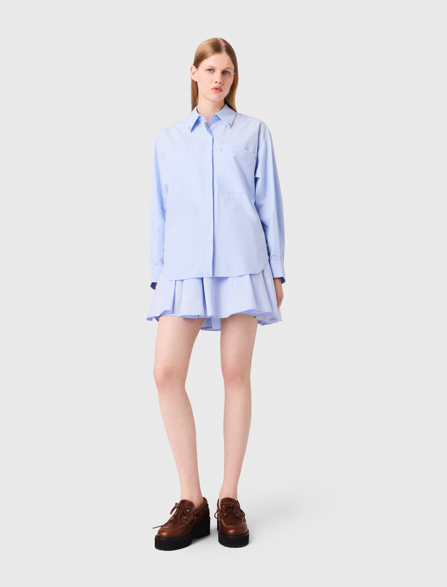 Long poplin shirt Blue for Women | Maje | Maje EU