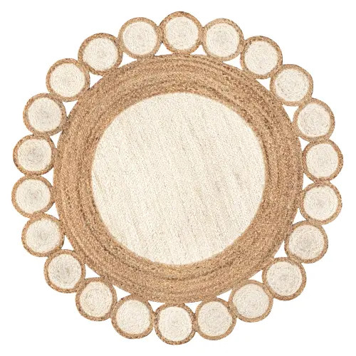 JONATHAN Y Skye Two-Tone Jute Circle Border Round Area Rug in Cream/natural at Nordstrom, Size 4Ft 0In X 4Ft 0In | Nordstrom