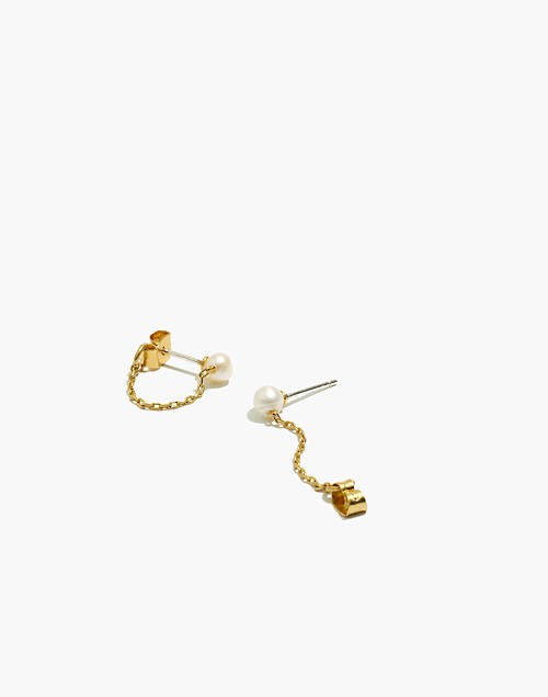 Freshwater Pearl Chain Stud Earrings | Madewell