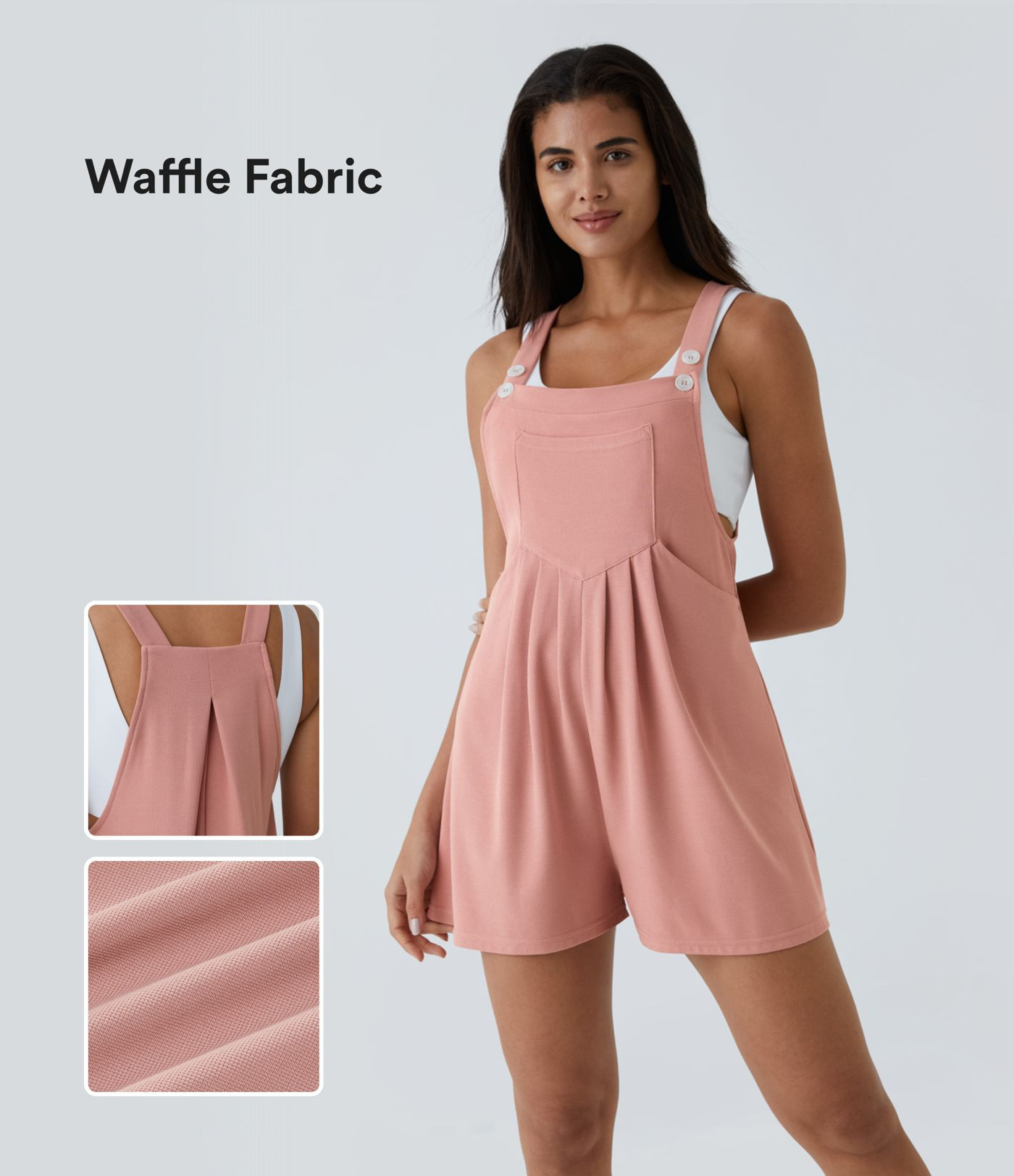 Women’s Pockets Waffle Casual Overalls - Halara | HALARA