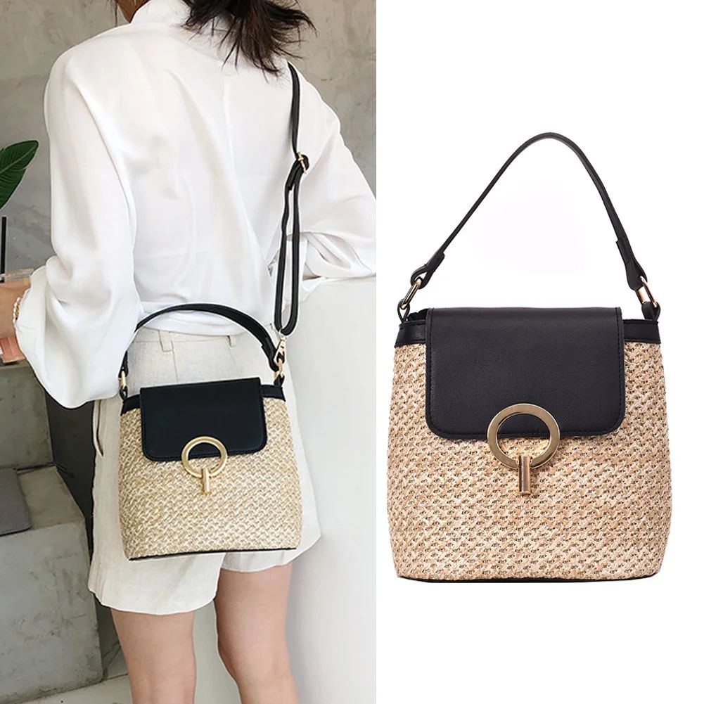 Straw Beach Bag Vintage Handmade for Ladies Shoulder Bags Designer Strap Handbag Messenger Bag,Bl... | Walmart (US)
