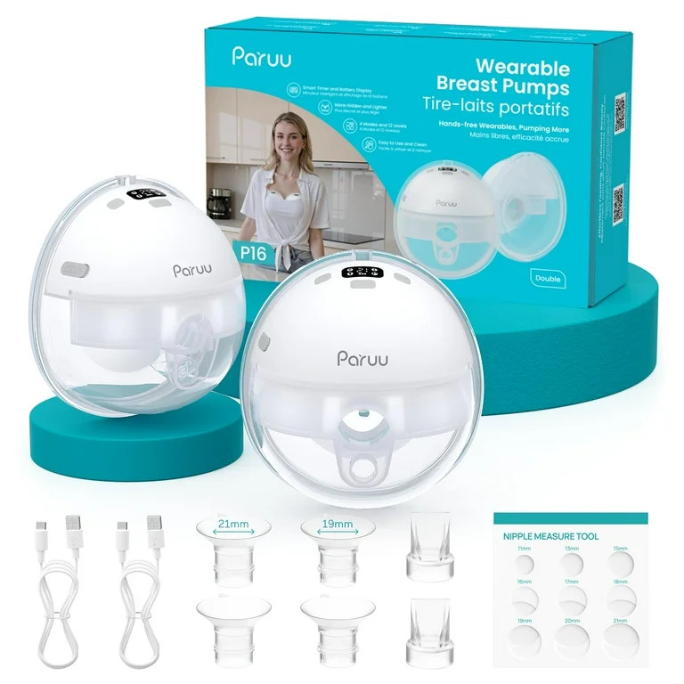 Paruu P16 Hands-Free Breast Pump with 3 Size Flanges, Wearable Electric Breast Pump | Walmart (US)