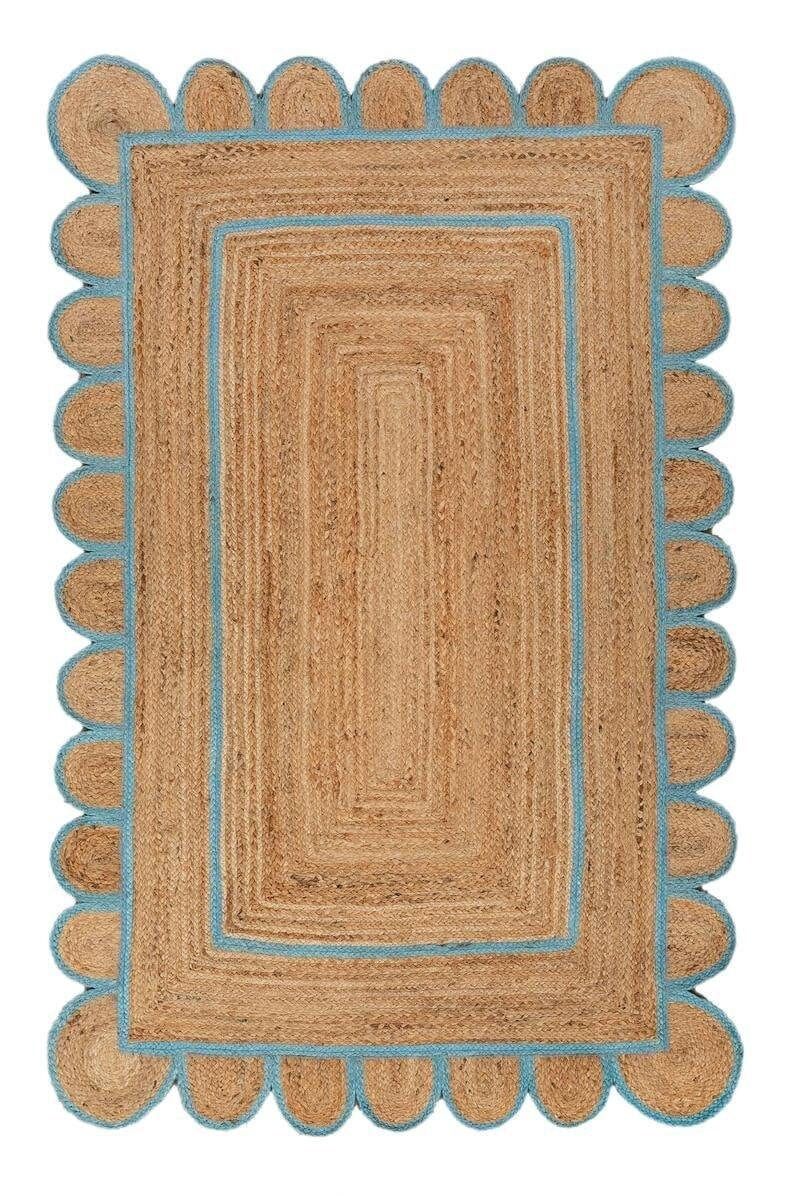 2x3,2.6x5,2x10,3x5,5x7,4x6ft scalloped rug- Beautiful jute rug home decor - Designed jute rug fir... | Etsy (US)